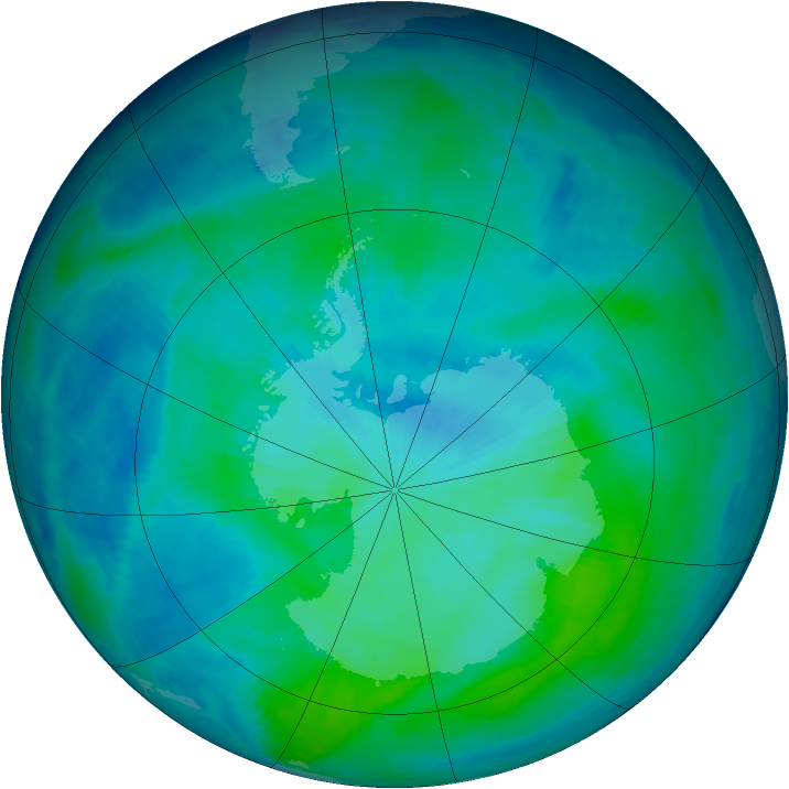 Antarctic ozone map for 27 February 1998